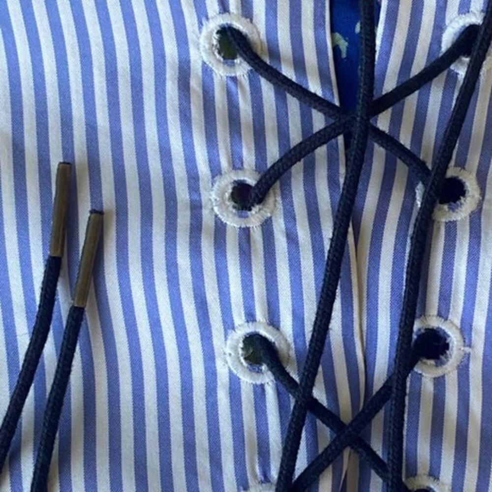 J.CREW Collection Dress Silk Floral Mixed Pattern Blue Pink Lace Up Size 6 - Picture 5 of 13